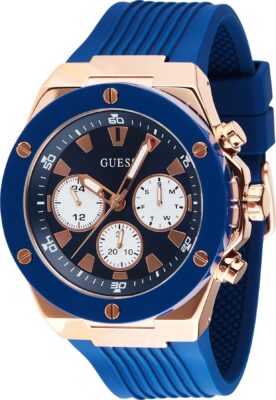 GUESS Analogové hodinky 'POSEIDON' zlatá / modrá